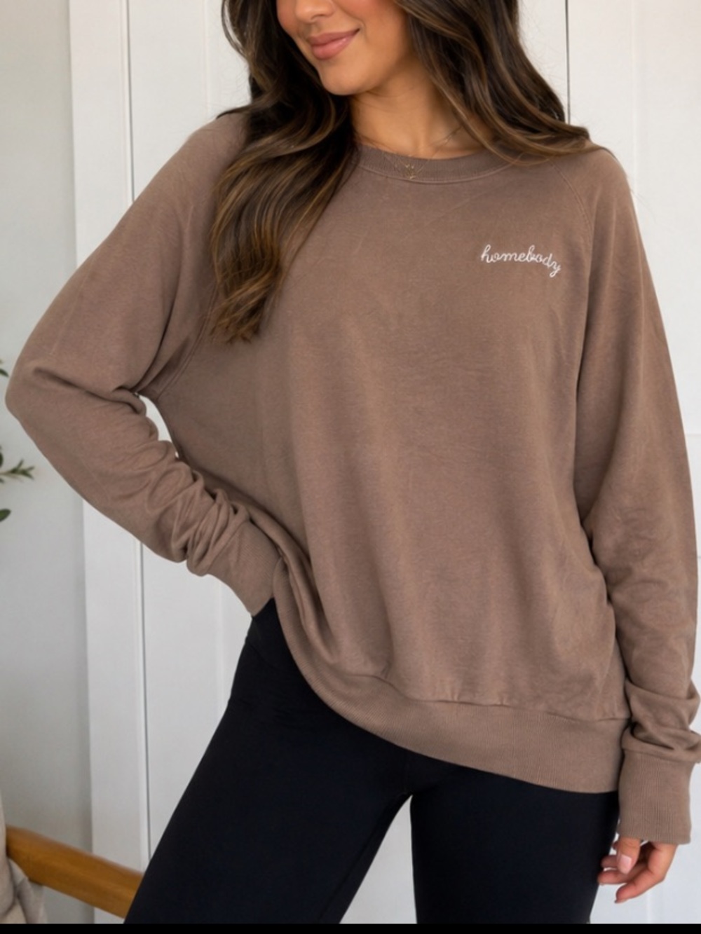 Magnolia Homebody Brown Pullover Sweatshirt Large Cozy Lounge Top Soft Lounge